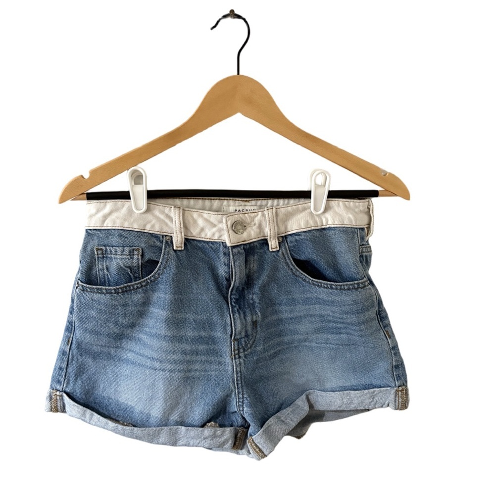 PacSun White and Blue Mom Shorts